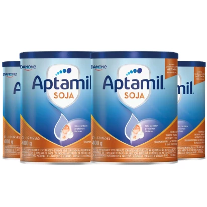 Aptamil Soja 400g Kit 4 Unidades Danone – Sem Lactose, Sem Leite, Para APLV 6 a 36 meses + E-book