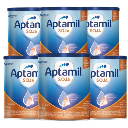 Aptamil Soja 400g Kit 6 Unidades Danone – Sem Lactose, Sem Leite, Para APLV 6 a 36 meses + E-book