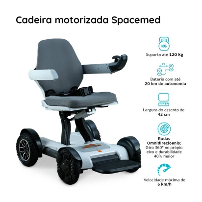 Cadeira de Rodas Motorizada Dobrável até 120 Kg Spacemed Dellamed
